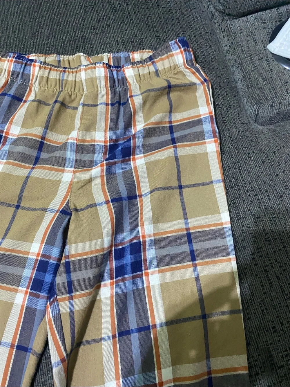 Boy’s Plaid Elastic-Waist Pajama Pants - Tan & Blue